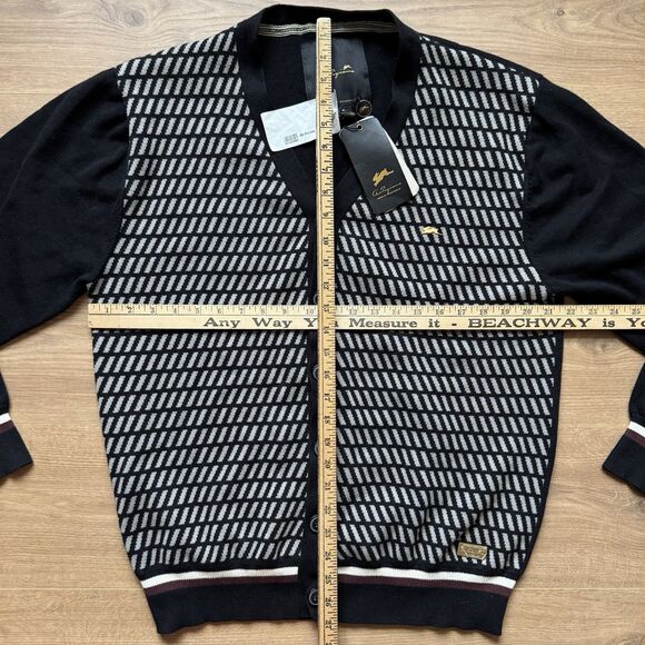NWT A Tiziano Premium Cardigan Sweater Men’s Size XL Black Gold Pin Accents - Picture 7 of 8